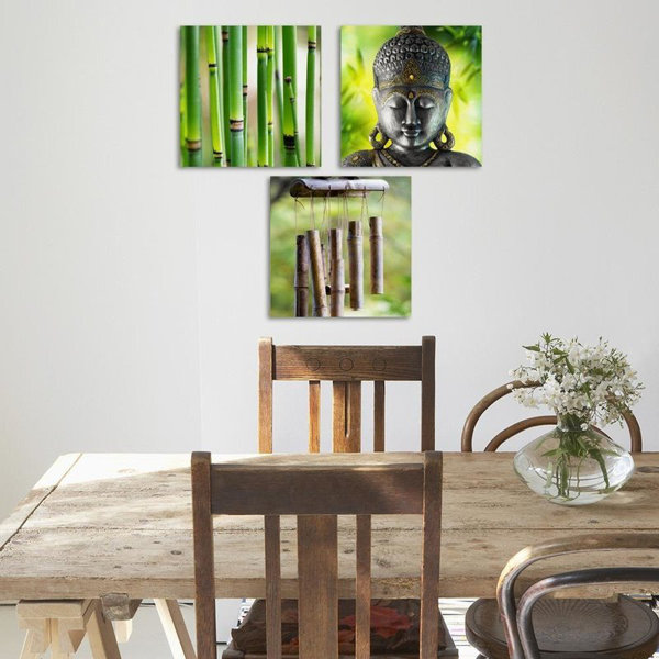 World Menagerie Tlg Leinwandbilder Set Buddha Bamboo Green Zen